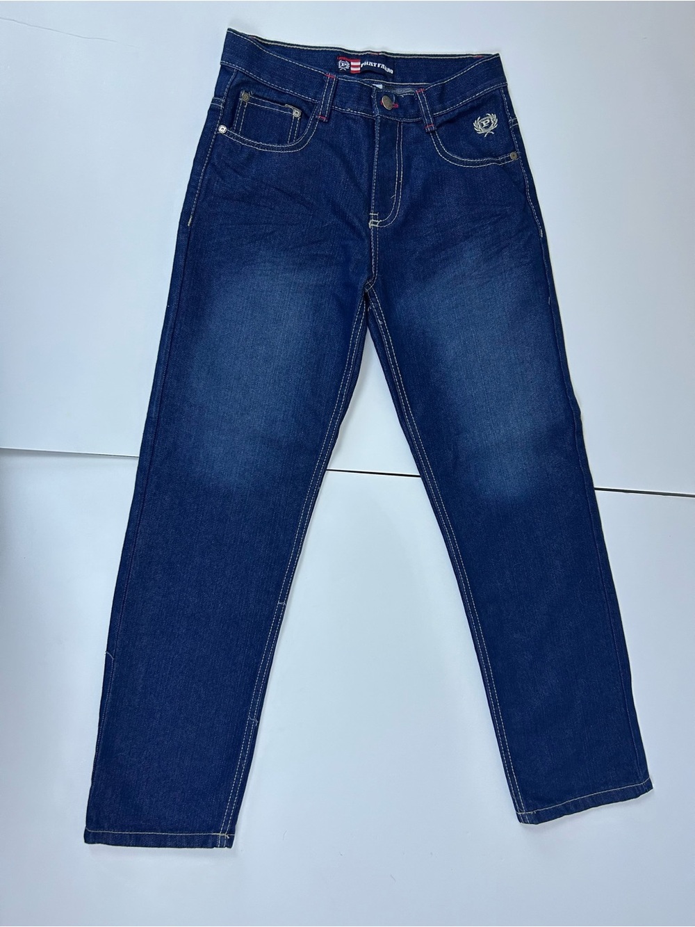 Phat Farm Kids Size 14 Straight Leg Dark Wash Jeans Embroidered Y2K